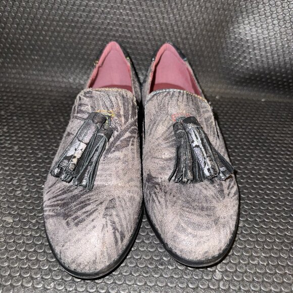 L'artiste by Spring Step Klasik Fronds Gray Metallic Tassel Loafers Womens 5.5-6 - Picture 2 of 8